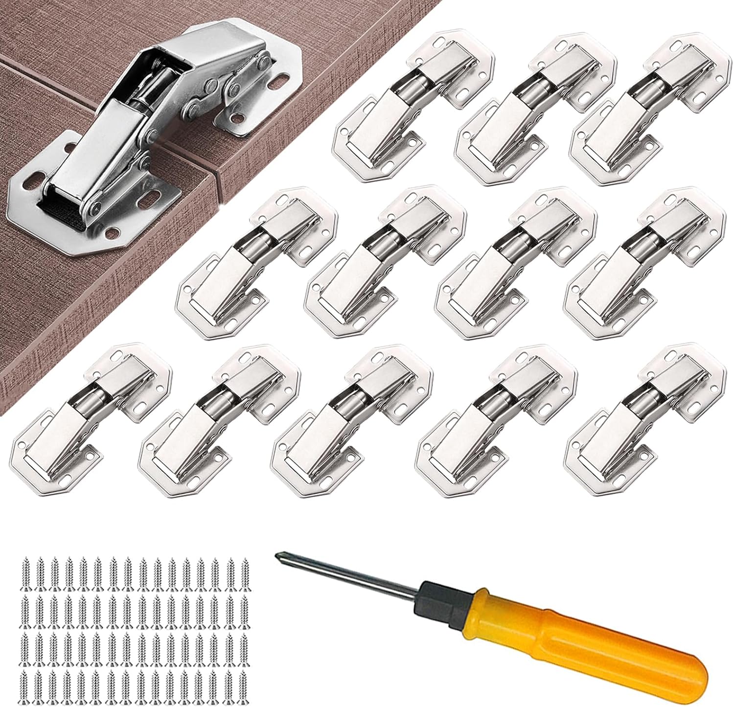 Jiaxitek 12 pcs Hinges, 90 Degree Hinges Concealed Hinges