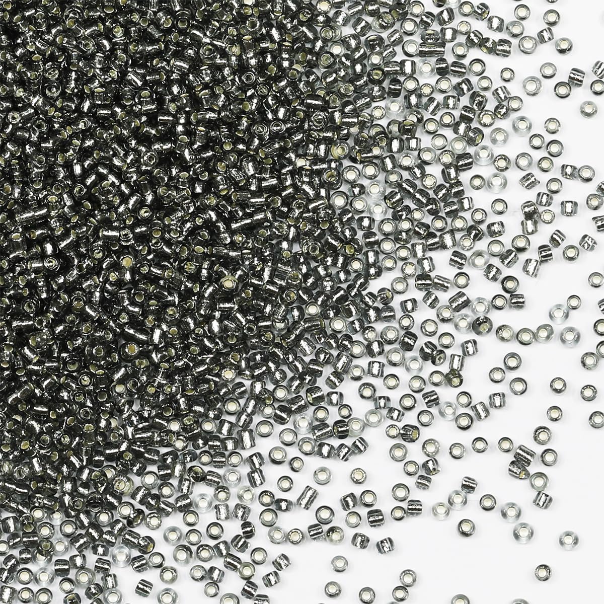Bulk Seed Beads 110 grams about 9800pcs, 2mm 12/0 Gray Glass Craft Beads for Making Earrings, Bracelets, Pendants, Waist Jewelry,DIY Handmade Seed Beads（Gray Silver Core）