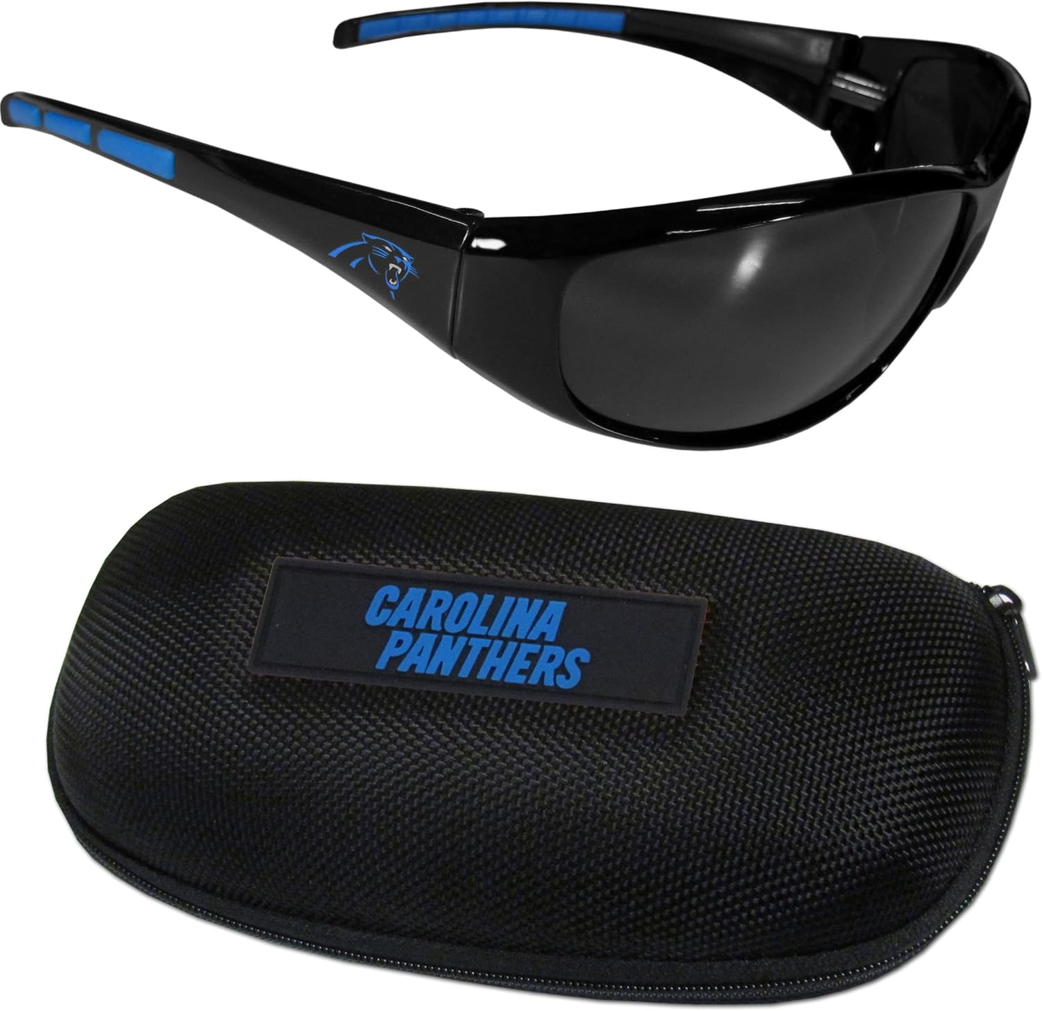 Siskiyou Sports NFL Carolina Panthers Wrap Sunglasses & Zippered Case, Black, One Size (2FSG170CH)