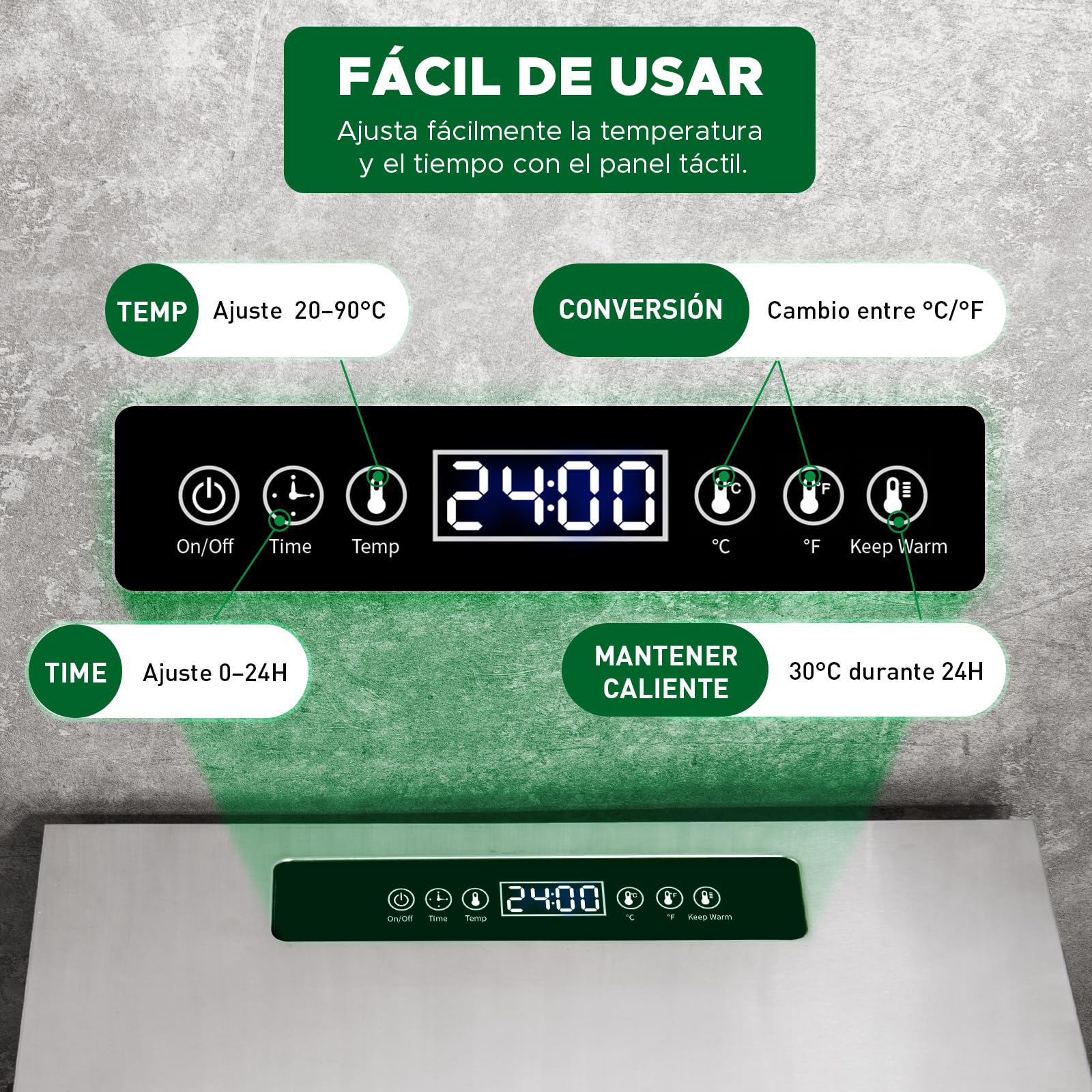 Kwasyo 10 Bandejas Deshidratador Alimentos Recetas gratis Temperatura Ajustable 30-90℃, Acero Inoxidable Completo, Temporizador de 24 horas, 10 Pisos Deshidratadora de Frutas, bpa free,1000W