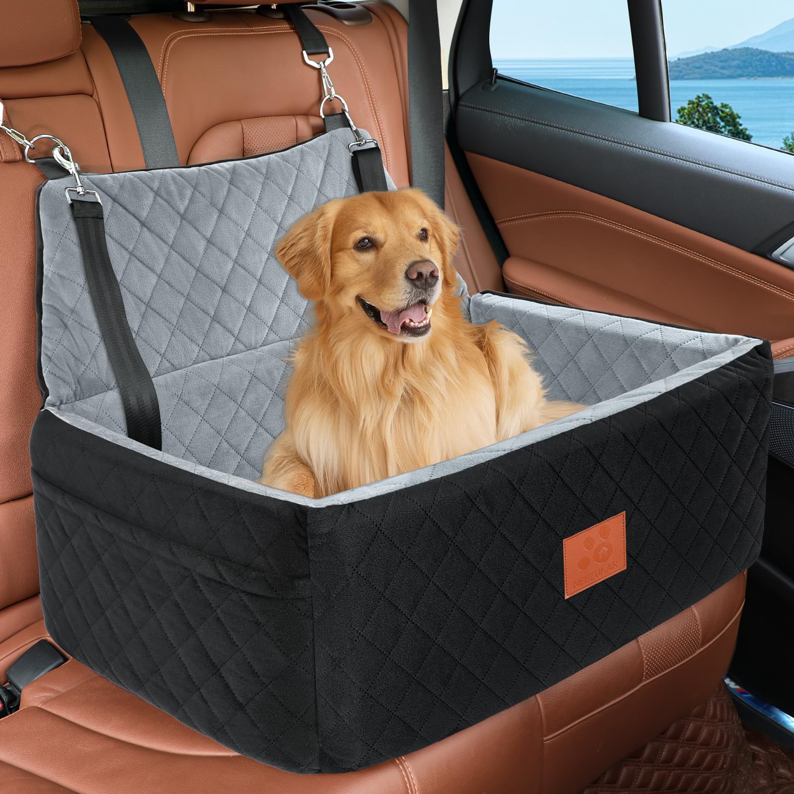 BO&CHAIO Seggiolino Auto Per Cani Piccoli/Medi - Morbido, Sicuro, Lavabile, Per Viaggi - Foto 7