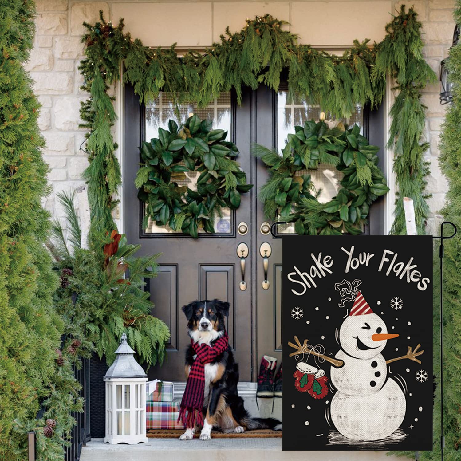 Amazon.co.jp: CROWNED BEAUTY クリスマス 雪だるま ガーデンフラッグ