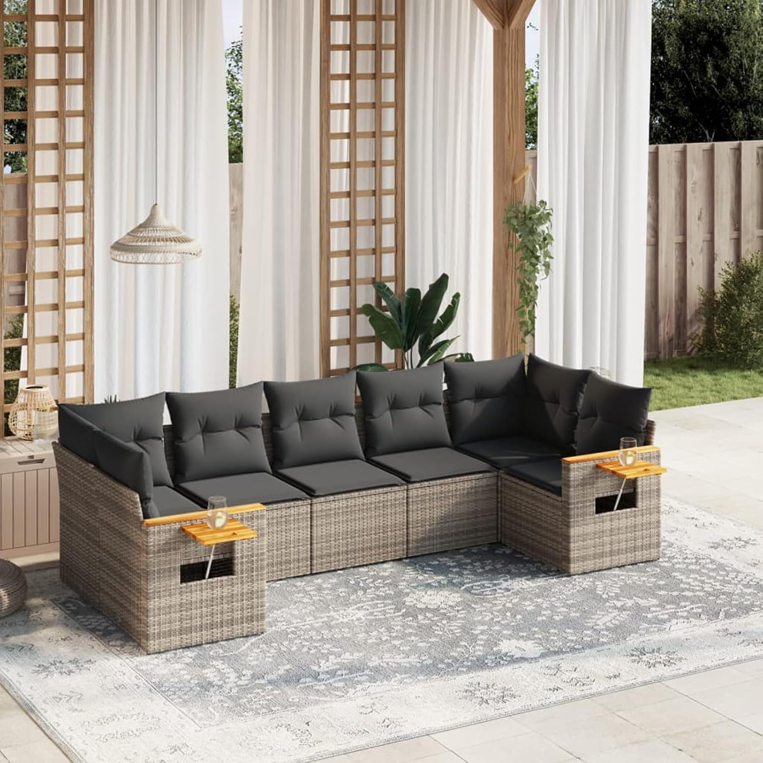 Gecheer 7Piece Garden Lounge Set, Balcony Lounge Set, Patio Sofa