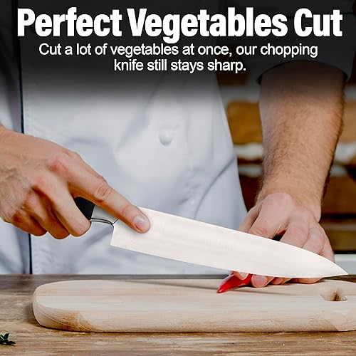 Miniatura 3 de Rider Krafts Cuchillo de chef  Cuchillo de cocina afilado de 8 pulgadas, cuchillo de chef de acero inoxidable de alto carbono, mango ergonómico,