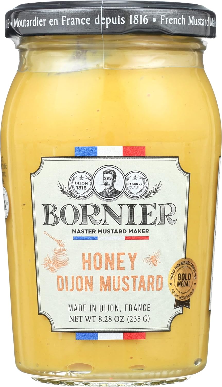 Bornier Honey Dijon Mustard, 10% Honey, Kosher, Gluten Free, 8.28 Ounce (Pack of 6)