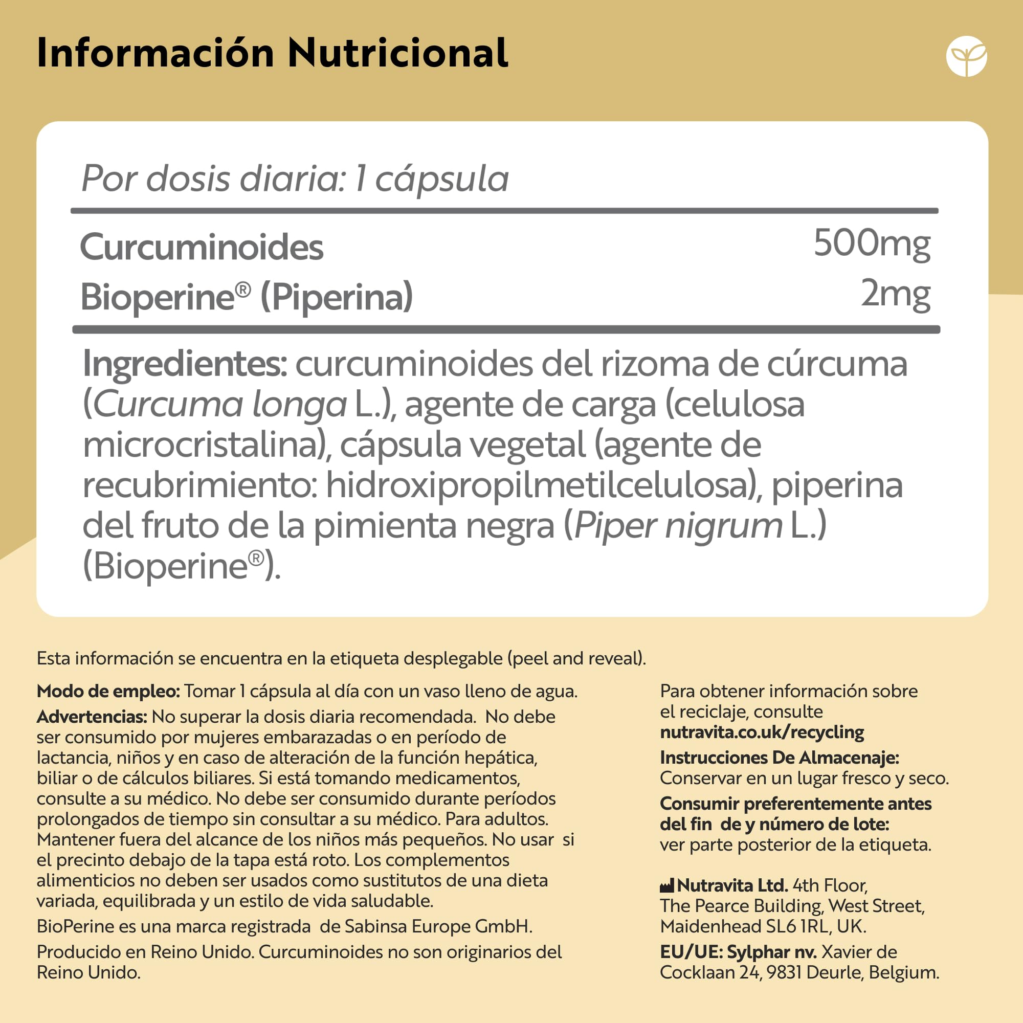 Nutravita Curcumina Premium - 120 Cápsulas de Curcuma en Polvo - Curcumina y Piperina - 95% de Curcuminoides con Bioperine® – Curcuma con Pimienta Negra para Mejorar la Absorción - Veganas