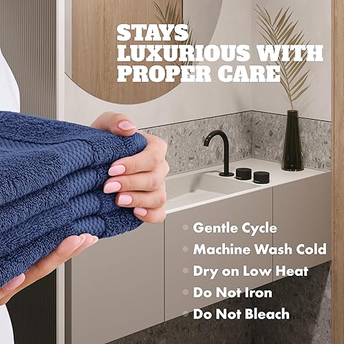 Miniatura 63 de White Classic Juego de toallas de baño suaves de lujo de algodón de 21.16 oz/m², extra grandes, 35 x 70 pulgadas, altamente absorbentes y de secado