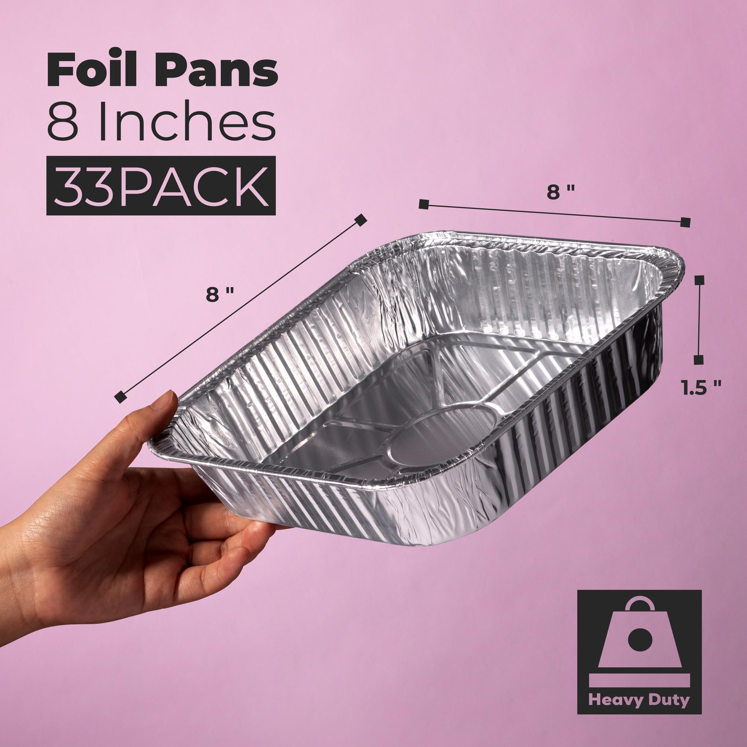 Produktbild von 30 Stück Quadratische Aluminiumpfannen Mit Deckel, 20,3x20,3x5,1 Cm – Ideal Zum Backen, Aufbewahren & Einfrieren