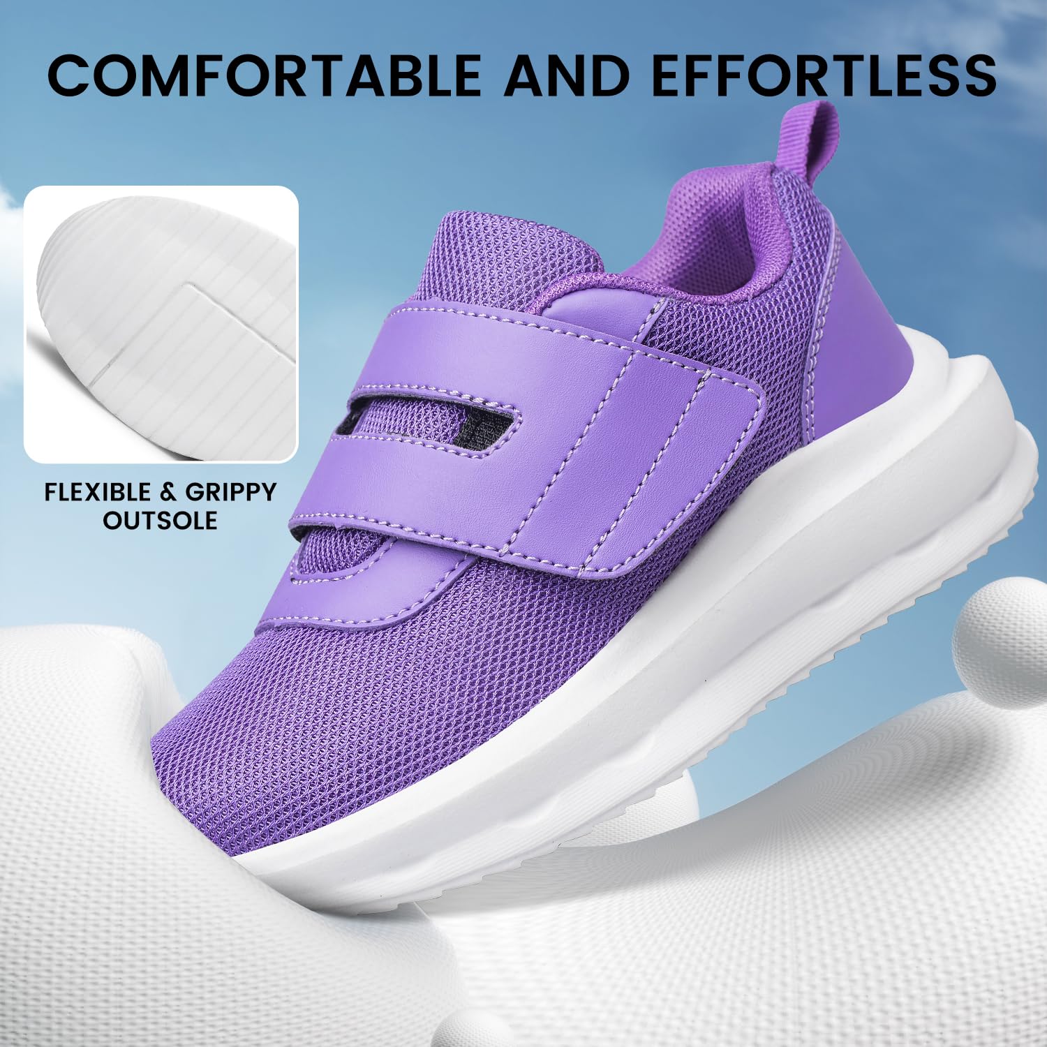Toddler Girls Shoes Kids Sneakers Tennis Lightweight Breathable Running Casual Walking Purple Toddler Size 7.5