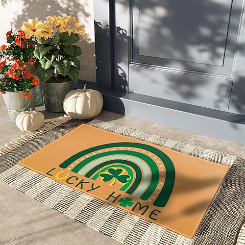 Miniatura 2 de Sweetsus Tapete para interiores y exteriores del Día de San Patricio, tapete para puerta delantera con parte trasera de goma antideslizante,