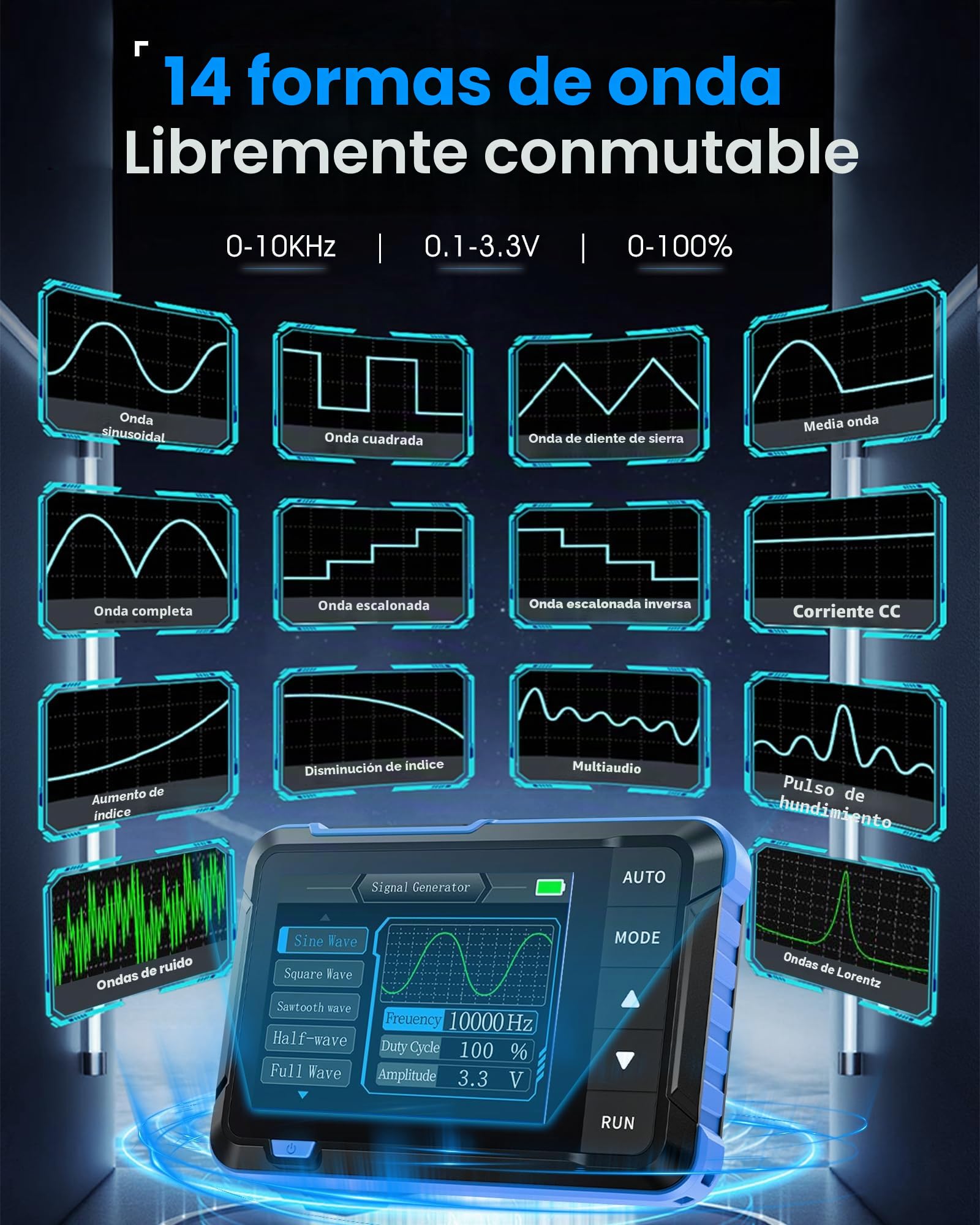 Osciloscopio Portátil 2 en 1, WapoRich DSO153 Mini Osciloscopio Digital con Generador de Señales 1 MHz, 5 MSa/s, 14 Formas de Onda, Actualización Online, Diseño Compacto para Uso en Exteriores