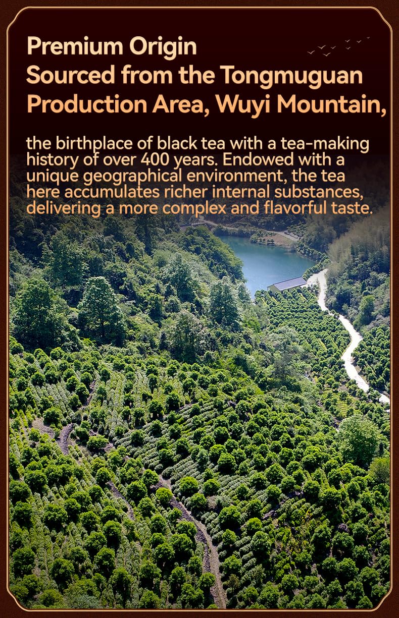 Efuton Premium Jinjunmei Black Tea, Gloden Monkey Tea, Loose Leaf Tea, 250g/8.82oz, Chinese special grade black tea, from authentic Wuyi Mountain Fujian China, Chinese Hong Cha, Special Grade, Strong Aroma and Fragrance