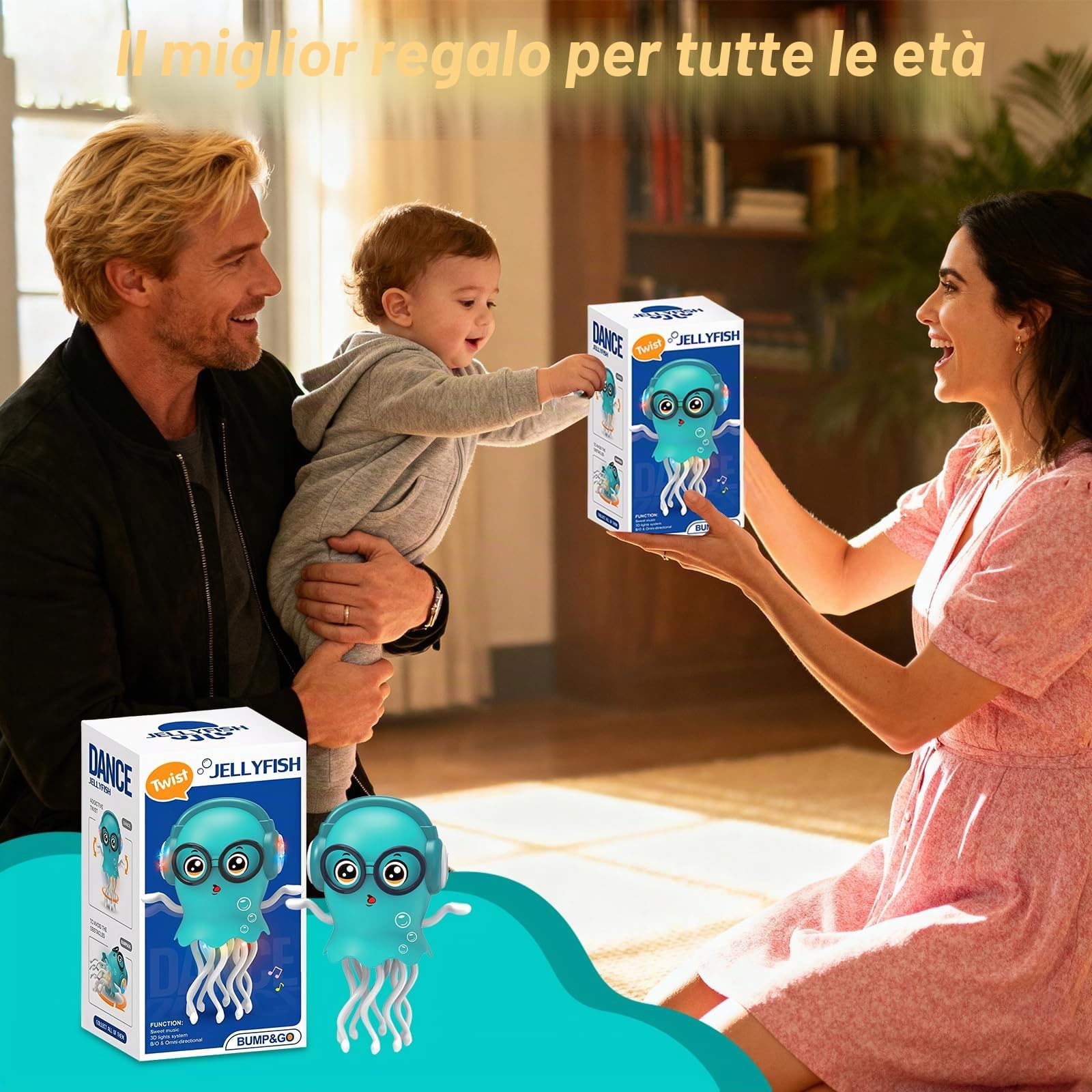 HOSSOM Giocattolo Medusa Danzante e Strisciante con Luce e Musica, Giocattolo Elettrico per Meduse Striscianti, Regalo di Compleanno Divertente