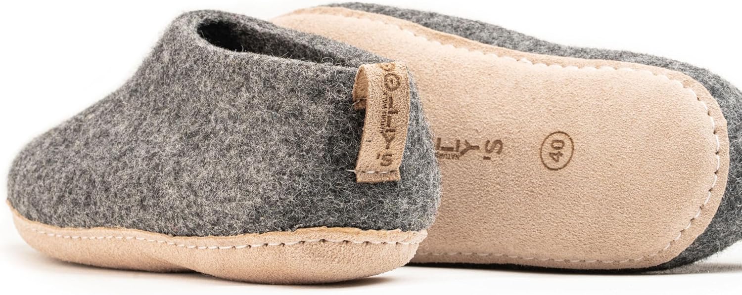 Woolly's Felt Indoor Shoes with Leather Sole| Premium New Zealand Wool | Handcrafted with Italian Design | Soft, Breathable & Odour Free - Image 4