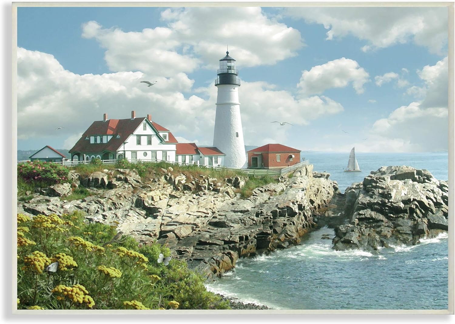 Stupell Industries Portland Head Lighthouse Scene Grassy
