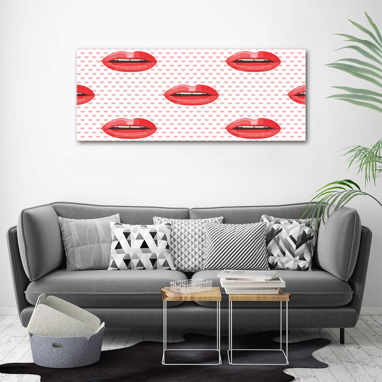 Tulup Tirages sur toile - art mural - tirages sur toile - thème d'image - 125x50 cm - Divers - Rouge - Lèvres Rouges