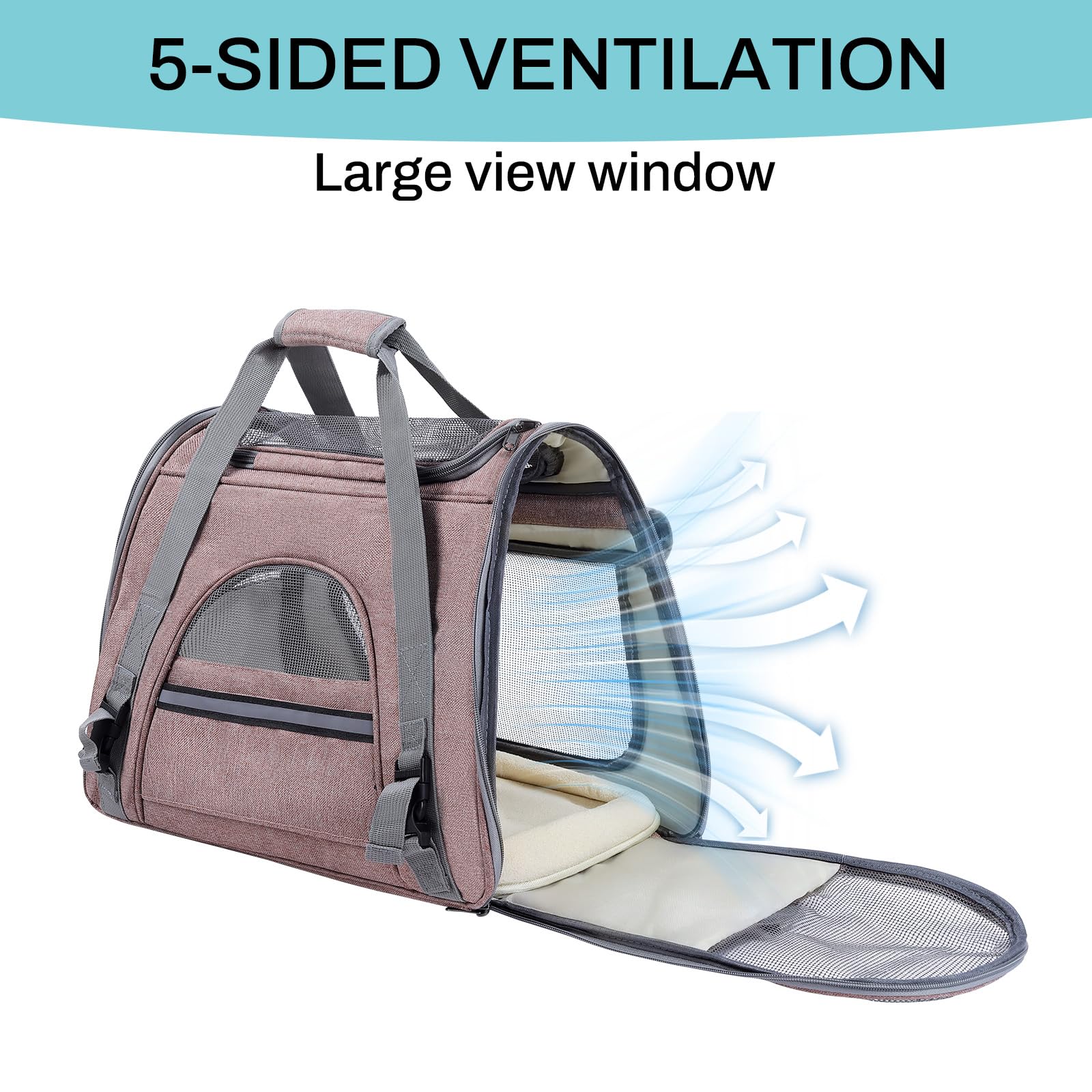 YooxArmor Transporttasche für Katzen & Kleinhunde,Katzentransportbox Hundetransportbox Faltbare für Reise & Auto,45 x 25 x 34 cm,Tragbar Hundebox Katze Tragetasche bis 9kg