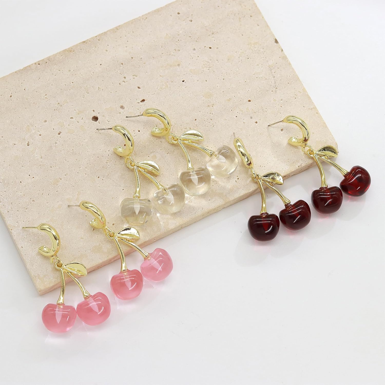 Cherry Earrings for Women, Fruit Charm Earring 3D Cherry Dangle Earrings Pink Lovely Cherry Earring Red Funny Earrings Cute Cherry Jewelry Birthday Gifts for Women - Image 8