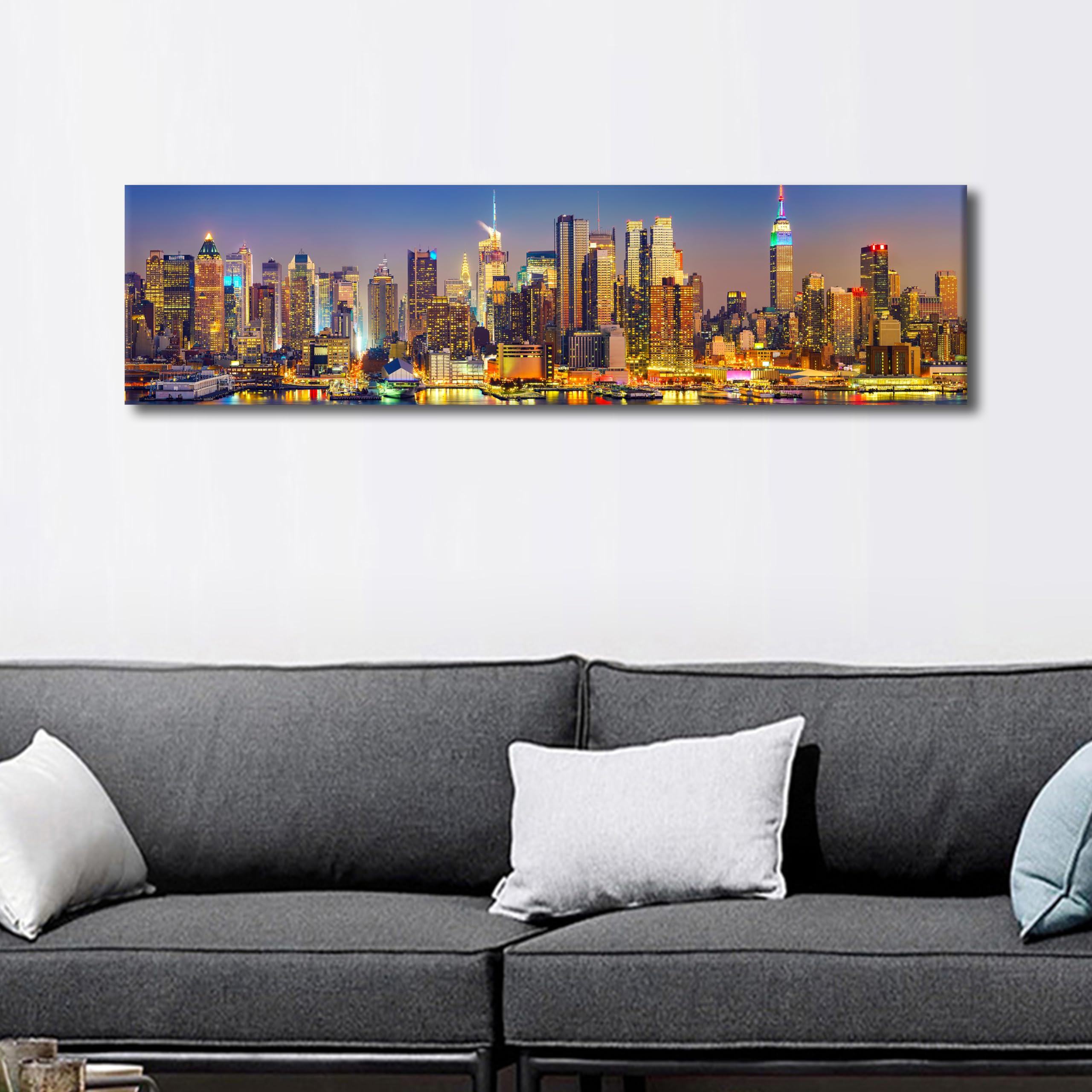 1 Panel Wall Paintings for Living Room View on Manhattan at night, New York - Image 2