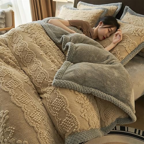 Miniatura 1 de XHCTNN Juego de sábanas de forro polar de tafetán tamaño King  Suave forro polar ártico resistente a la decoloración, juego de ropa de cama de 4