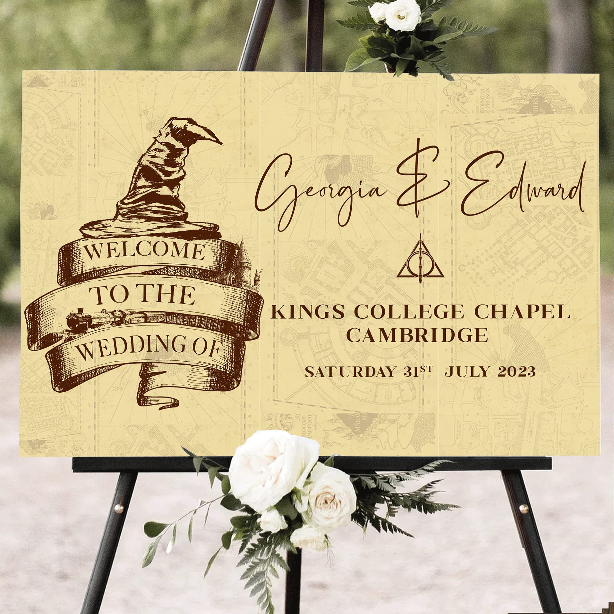 Wizard Wedding Welcome Sign, Harry Boy Who Lived Potter Welcome to The Wedding, Magical Welcome Sign Banner, Decoration (A2 Canvas)