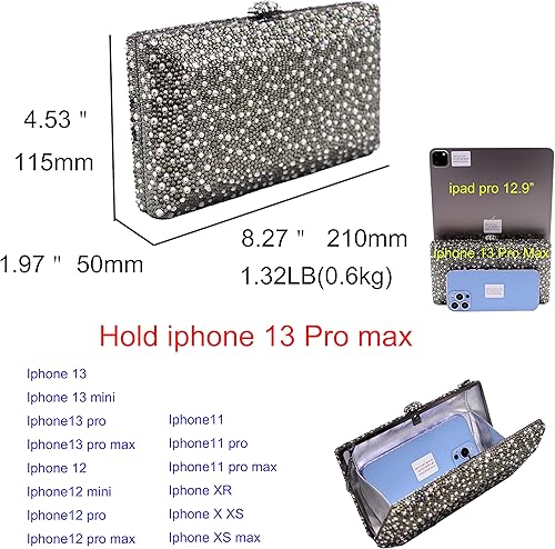 Miniatura 2 de Bolsa de noche de cristal de lujo para mujer, para boda, diamantes de imitación, cóctel, fiesta, embrague, monederos AB Stone Prom Metal Box bolso