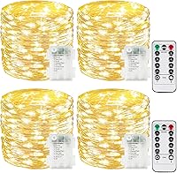 Vista 22 de Paquete de 2 series de 20 pies con 60 luces LED y temporizador, impermeables, para exteriores e interiores, luz parpadeante que funciona