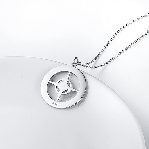 Miniatura 5 de Collar con colgante vikingo de brújula grande de plata de ley S925 para hombres y mujeres Metal Circonia cúbica