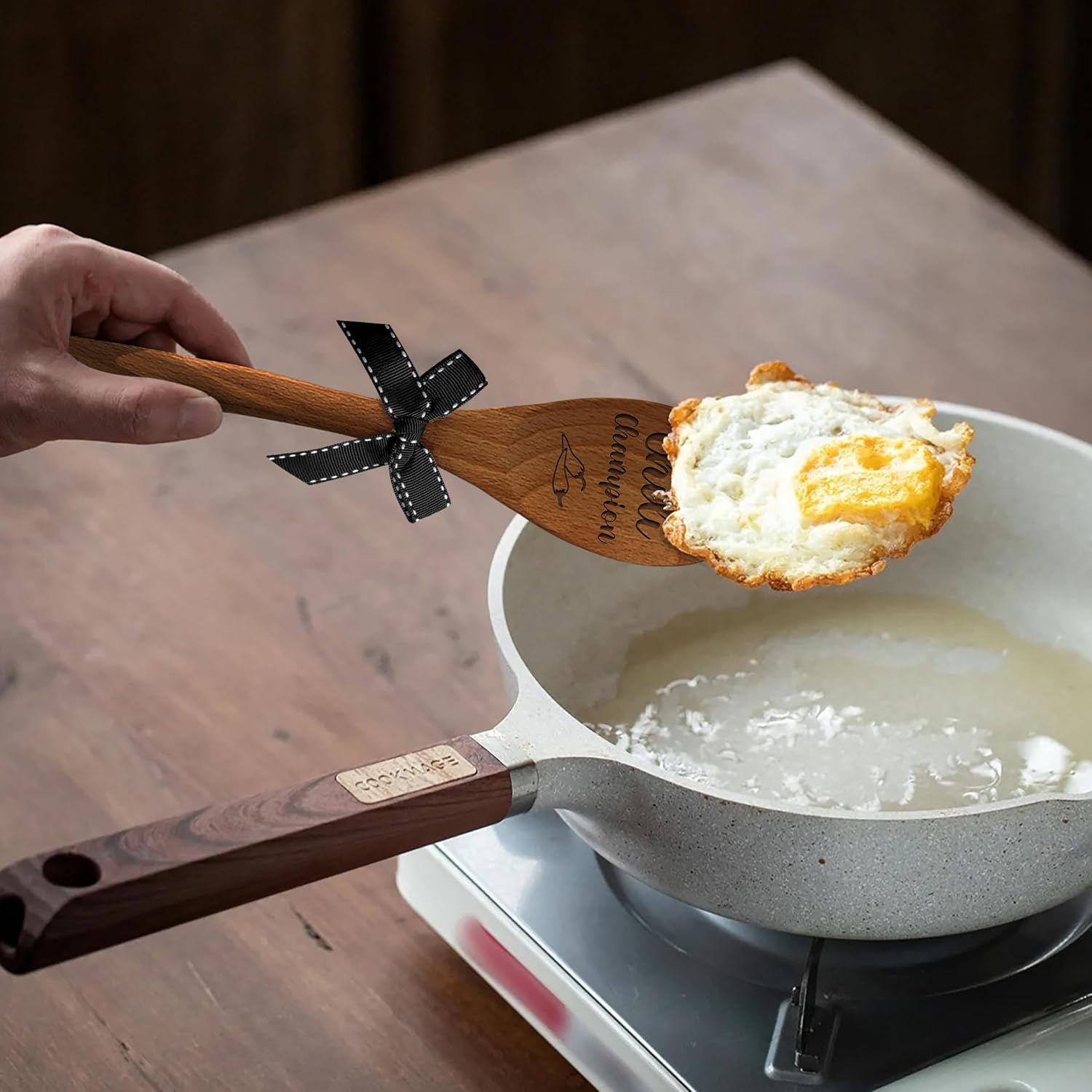 LRUIOMVE Chili Champion Wooden Serving Spoon - Suitable for Cooking, Chili Contests, Mixing, and Stirring - Great for Chili Cook Offs - Funny Spoon Gifts for Him, Her, Boys, Girls, Husband, Wife