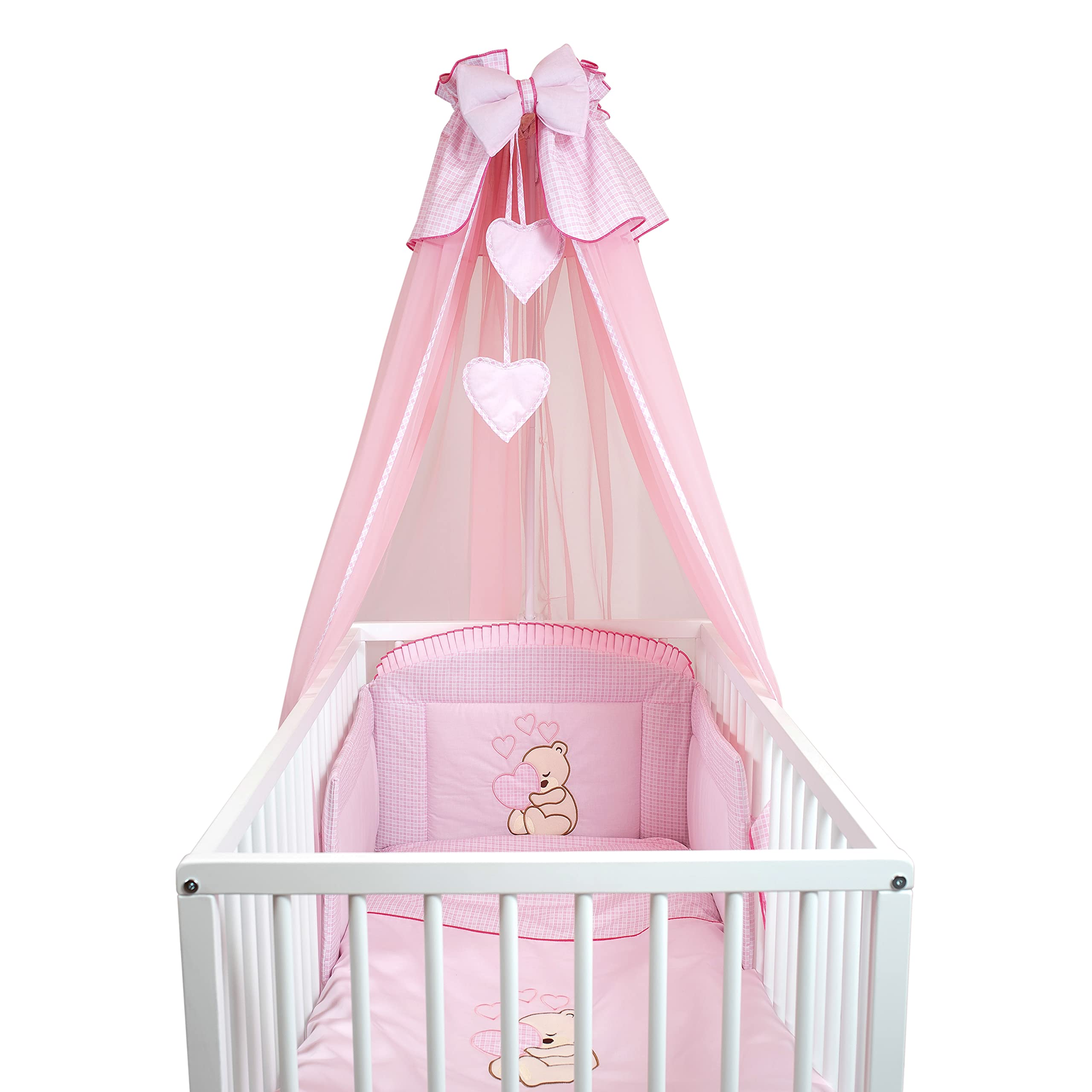 4 Tlg. Moskitonetz Betthimmel Himmel Vollstoff Chiffon Chiffonhimmel 320 480cm (Rosa, 480cm)