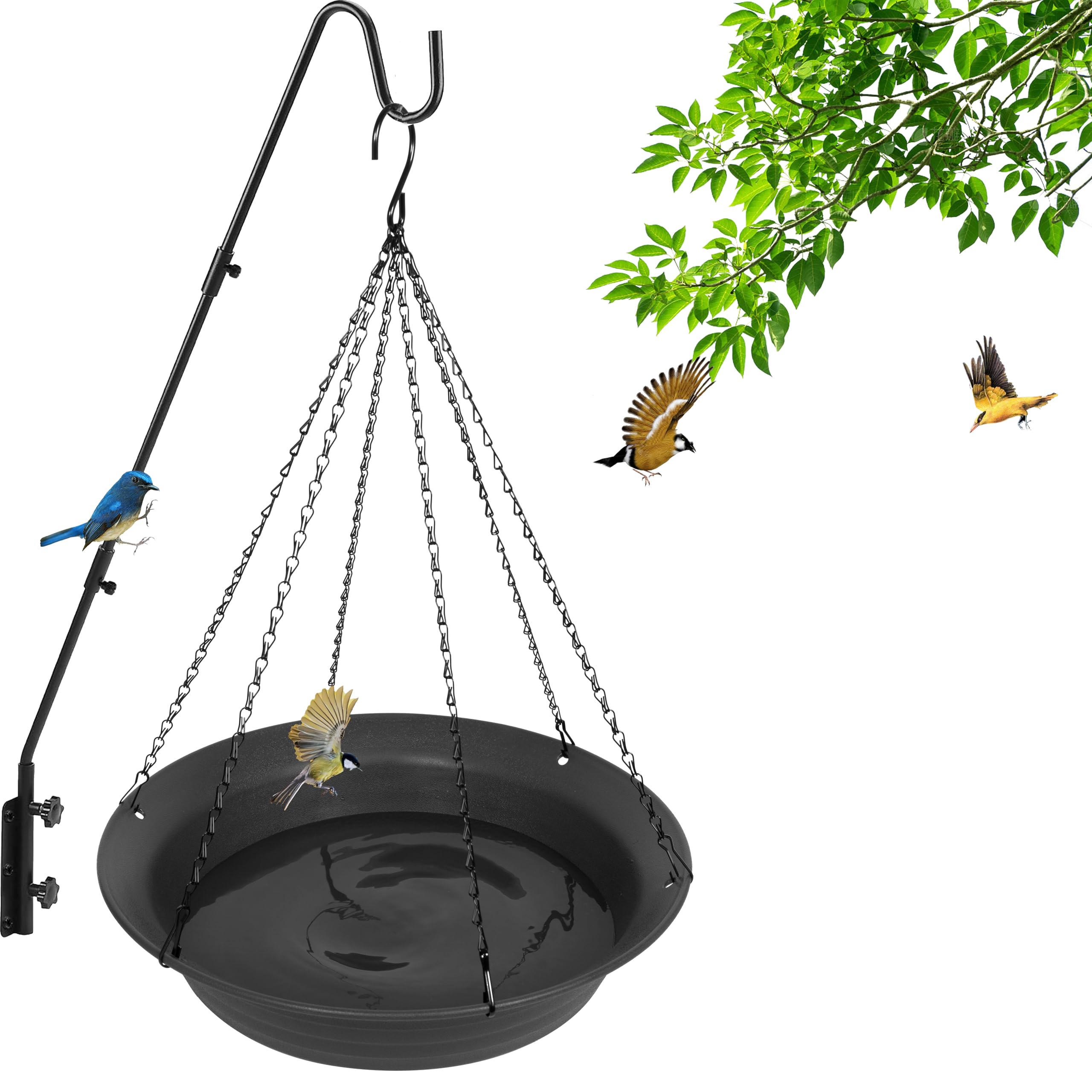 VUWEZ Hängende Vogeltränke zum Aufhängen, Vogelwasserfutterstation für den Außenbereich, Futterschale, 1 Packung Vogeltränke, Zubehör für draußen, Kunststoff-Vogeltränken Tablett für Garten, Terrasse