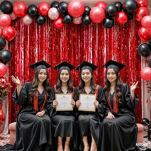 Vista 15 de KatchOn - Telón de fondo de flecos naranja extra grande de 6.4 x 8 pies, paquete de 2 Decoraciones de cumpleaños naranja Telón de fondo