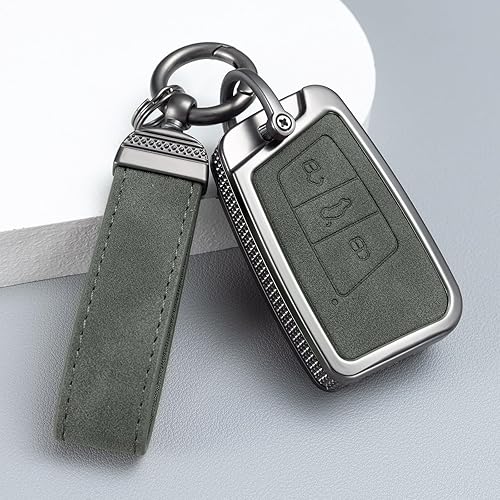 Miniatura 6 de YO&YOYE Compatible con funda para llavero VW Volkswagen con llavero protector de llave de cuero