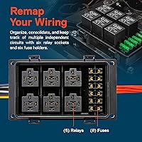 Vista 2 de True Mods Caja de relé/fusibles impermeable de 12 V Kit de bloque con arnés precableado [12 y 16AWG] 6 grupos estilo Bosch 5 pines 30A/40A Panel