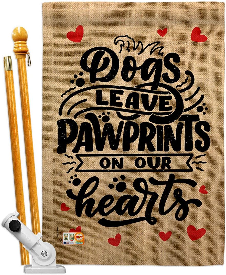 Dogs Leave Pawprints House Flag Animals Dog Puppy Spoiled Paw Canine Fur Pet Nature Farm Animal Creature Small Decorative Gift Yard Banner Made In USA 28 X 40