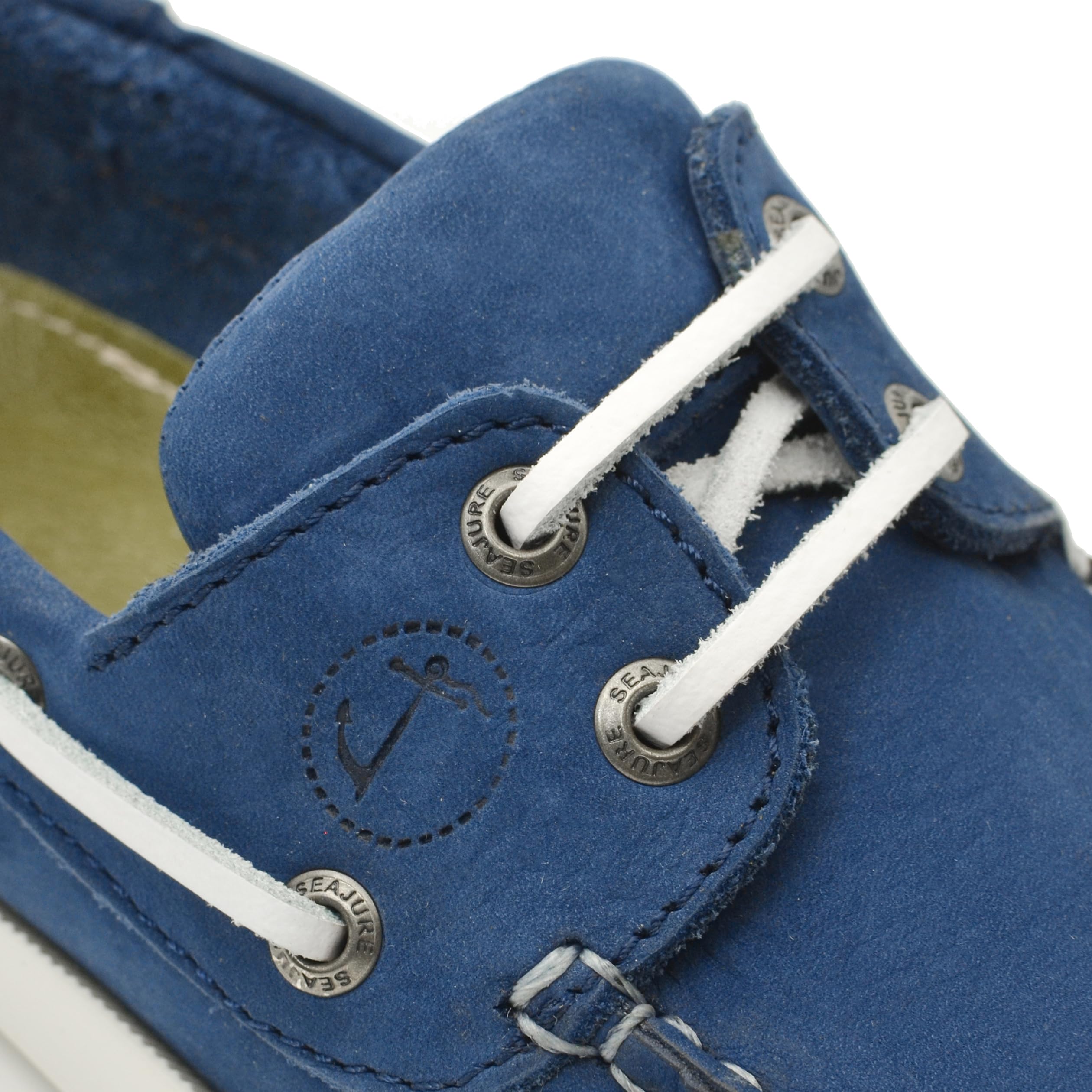 Seajure Damen Bootsschuhe Sotavento Blau und Weiß Nubukleder