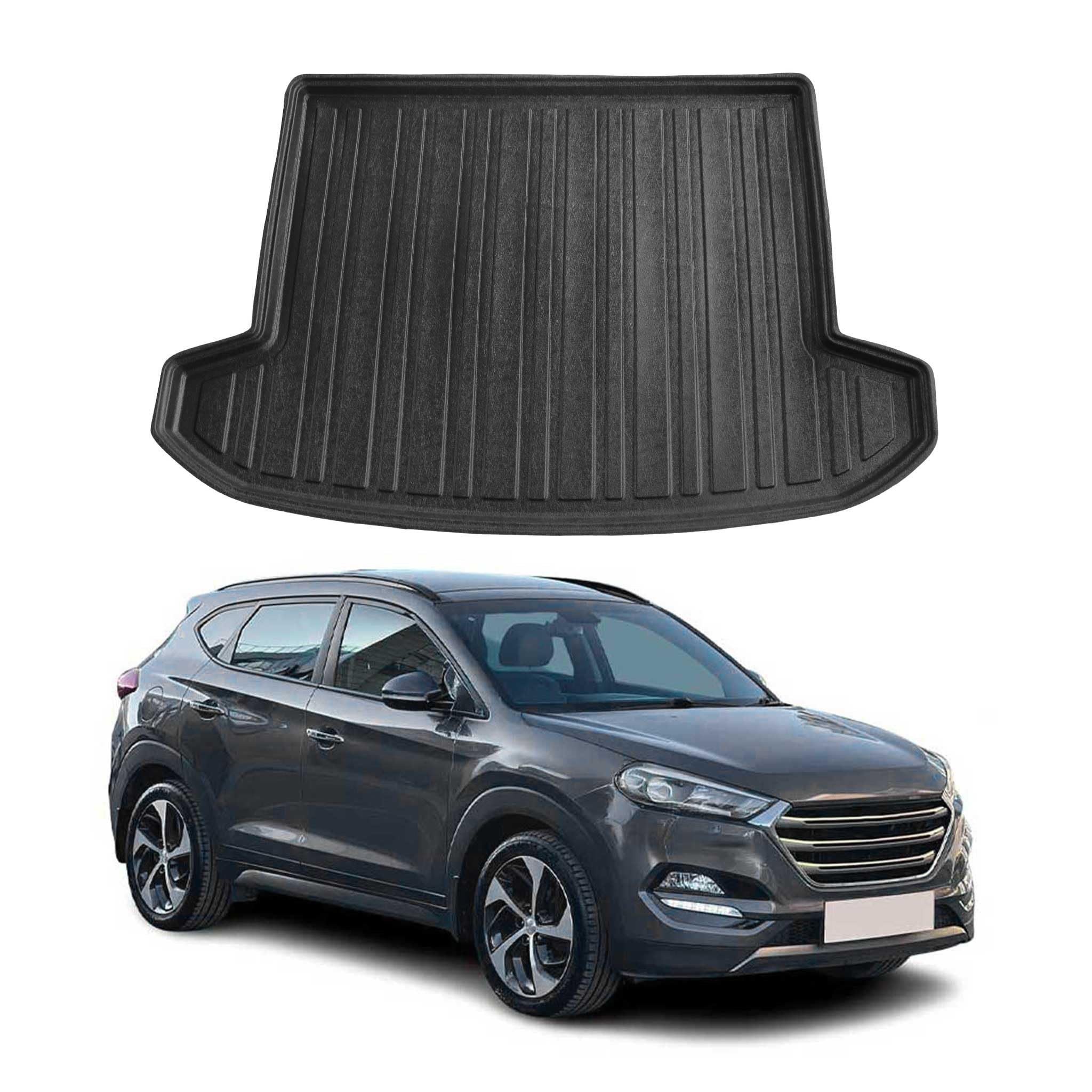 OMAC, vassoio per il bagagliaio, vassoio per il vano di carico, compatibile con Hyundai Tucson 2015-2020 tappetino per il bagagliaio, Gomma, TPE Nero 1 pezzo