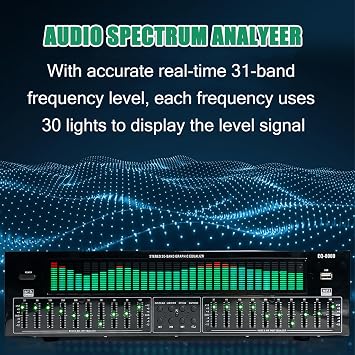 Graphic Equalizer Hifi, 31-Band Digital Equalizer, 12 Rhythm Patterns, Double 10 -segment Independent Tuning, Upgrade Bluetooth 6.0, with Noise Reduction, for Recording Studio