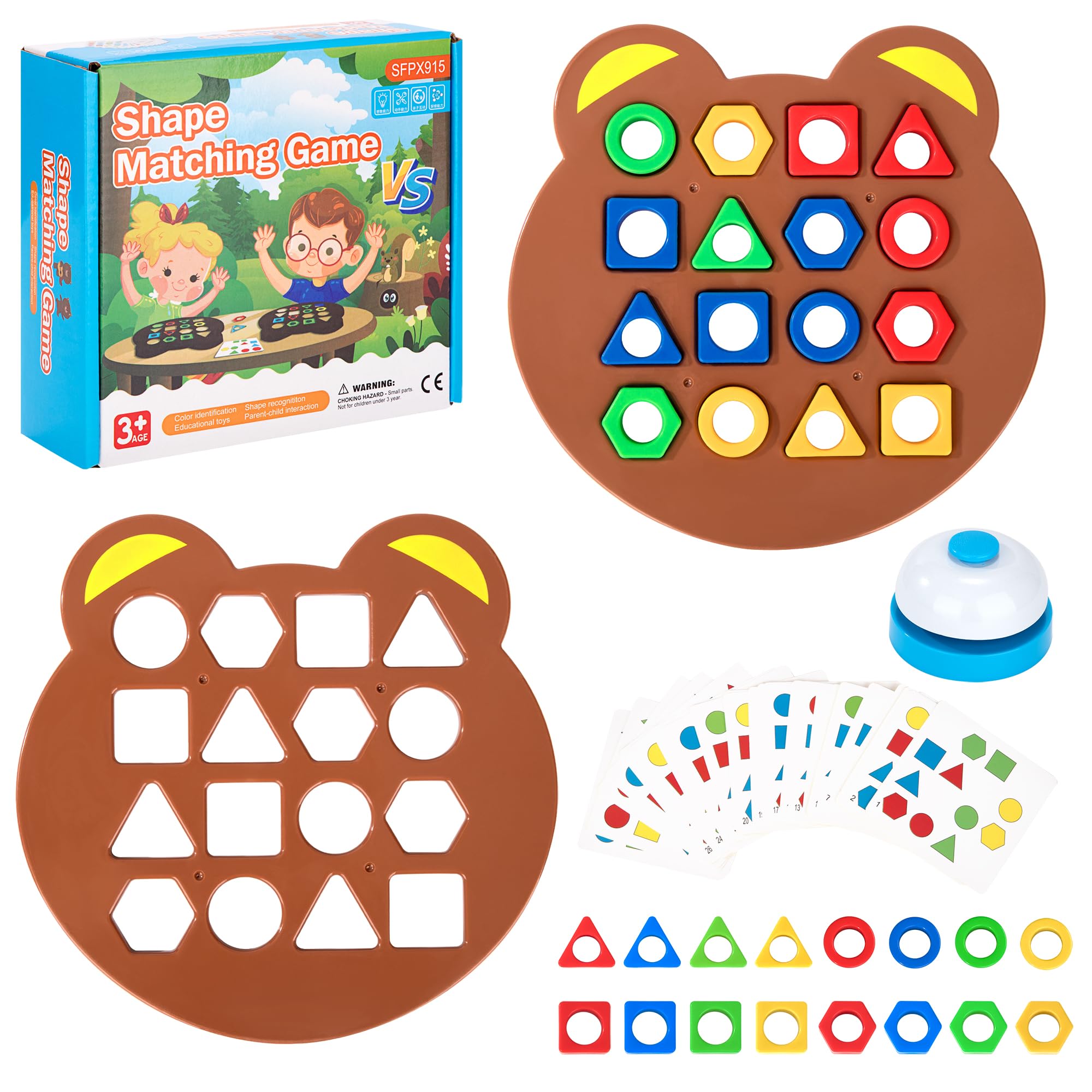Jeu D'association De Formes Et Couleurs Montessori - Pour Enfants 3+ Ans, 2 Planches, 32 Pièces