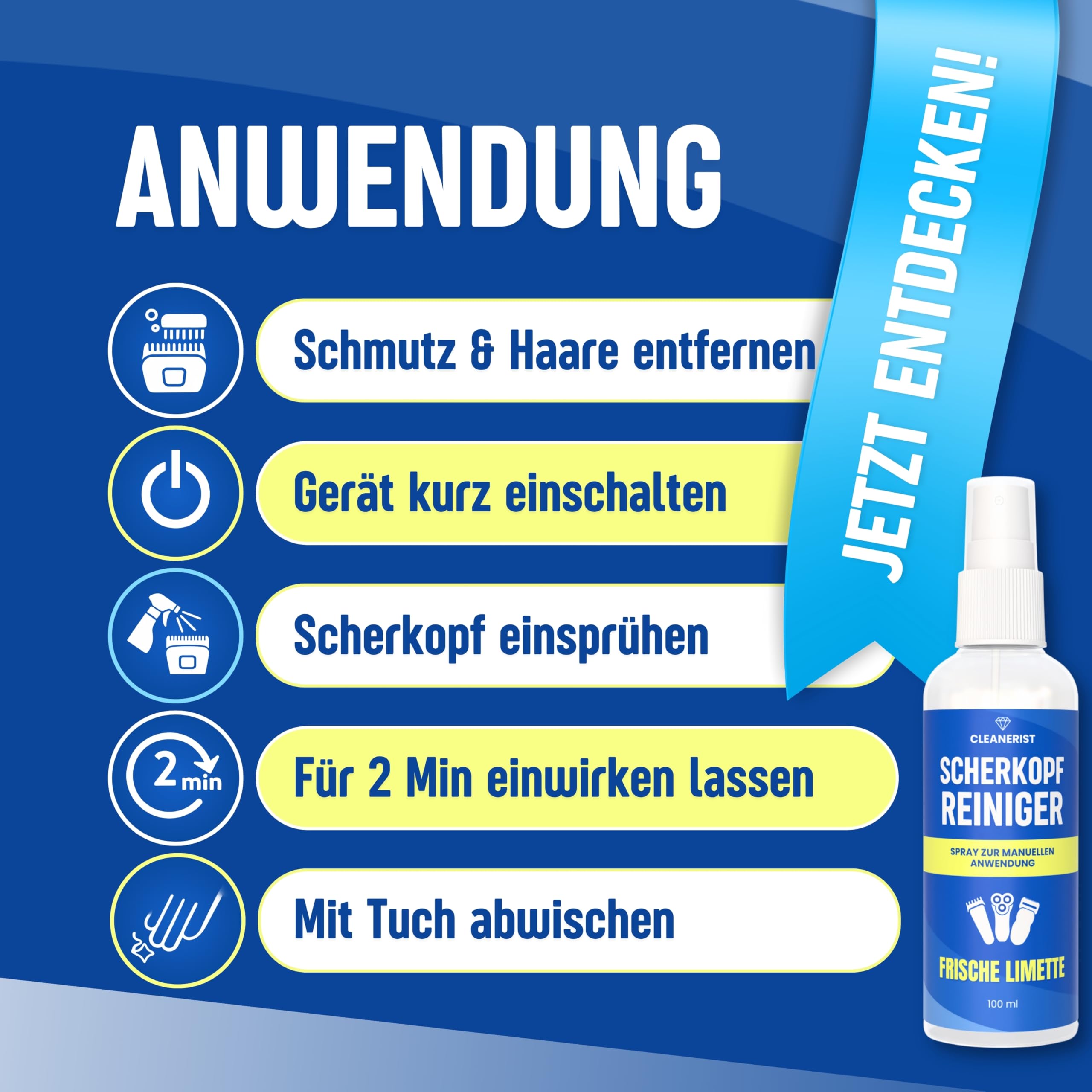 Die Seifenblase | 3 x 100 ml de nettoyant pour tête de rasage pour rasoirs et têtes de rasage de toutes sortes – Spray avec tête de pulvérisation pour application sur tondeuse