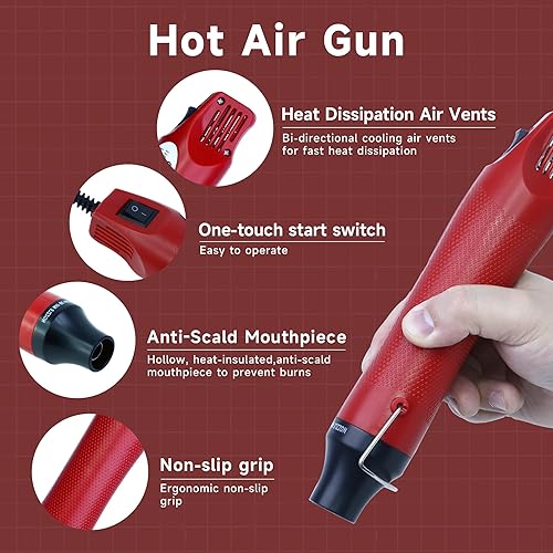 Miniatura 2 de Mini pistola de calor, pistola de calor portátil de 300 W para manualidades, pistola de aire caliente de mano de calentamiento rápido para