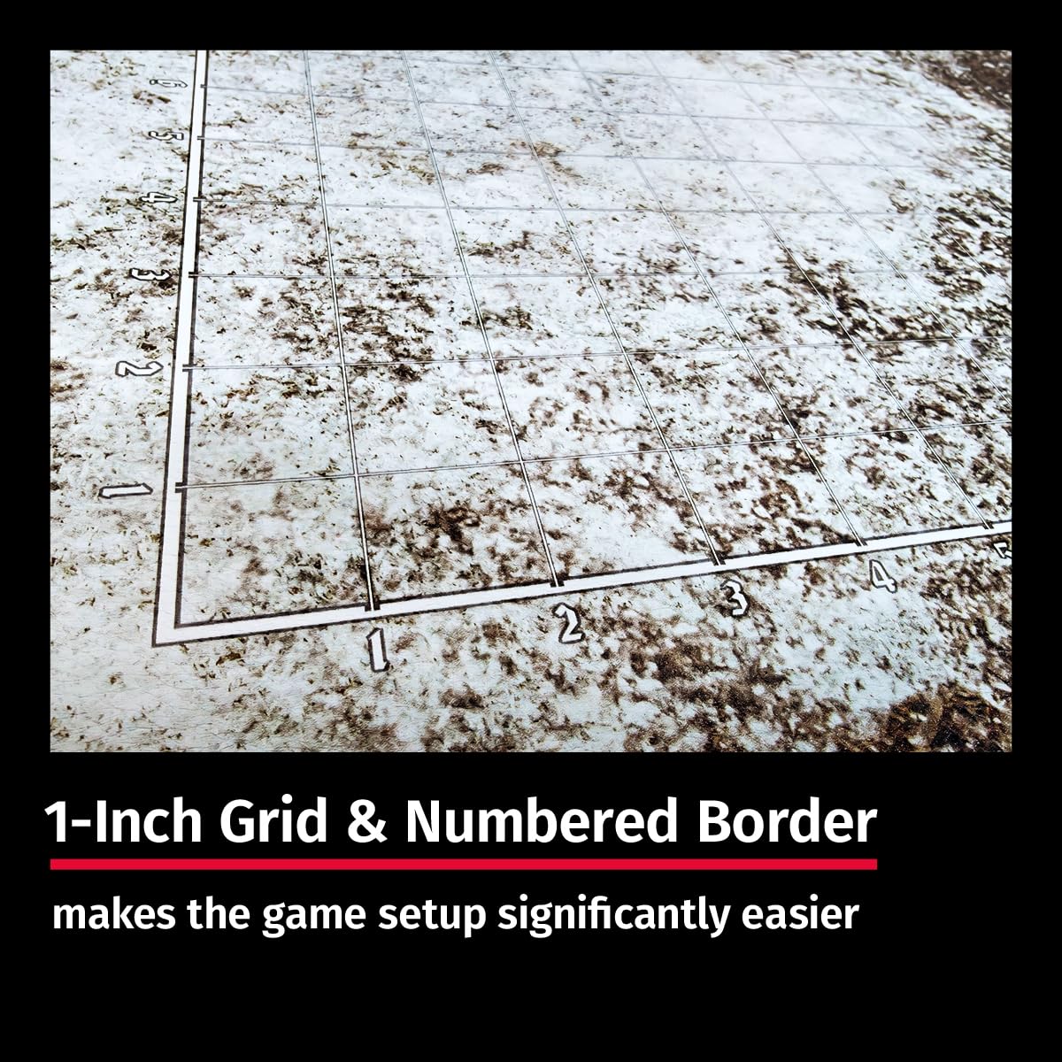 Jucoci Tabletop Wargaming Battlemat 44'' x 60'' with WH40K Deployment Zones and Grid (Patchy Snow), 111.76 cm x 167.64 cm - Image 3