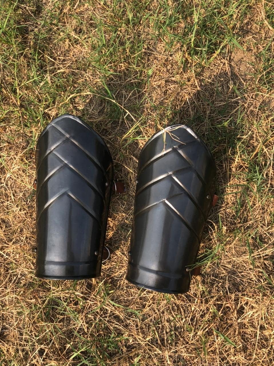 Medieval Blackened Arm Guard Pair of Bracers LARP Steel Armor Fantasy Warrior Cosplay Armor Halloween Costume Reenactment Armor