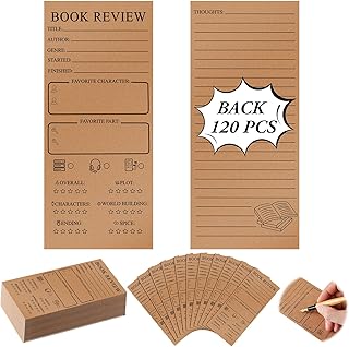 Marspark 120 Pieces Book Review Bookmarks Bulk 3.5 x 8 Inch Double Sided Reading Log Bookmark Christmas Book Lovers Gifts for Bookworms Bookish(Brown)