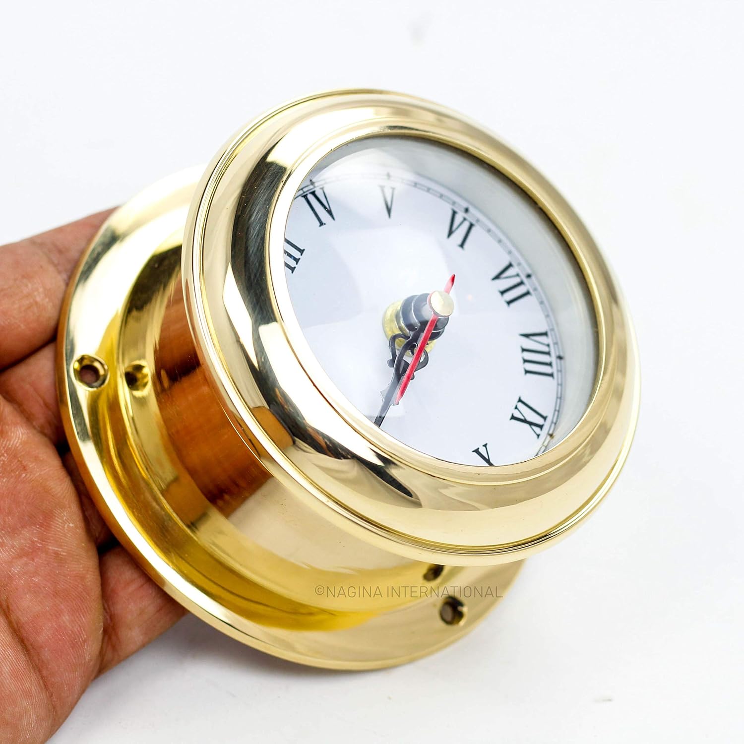 Solid Brass Ships Clock Maritime Gimbals Ship's Timekeeper.Nagina International