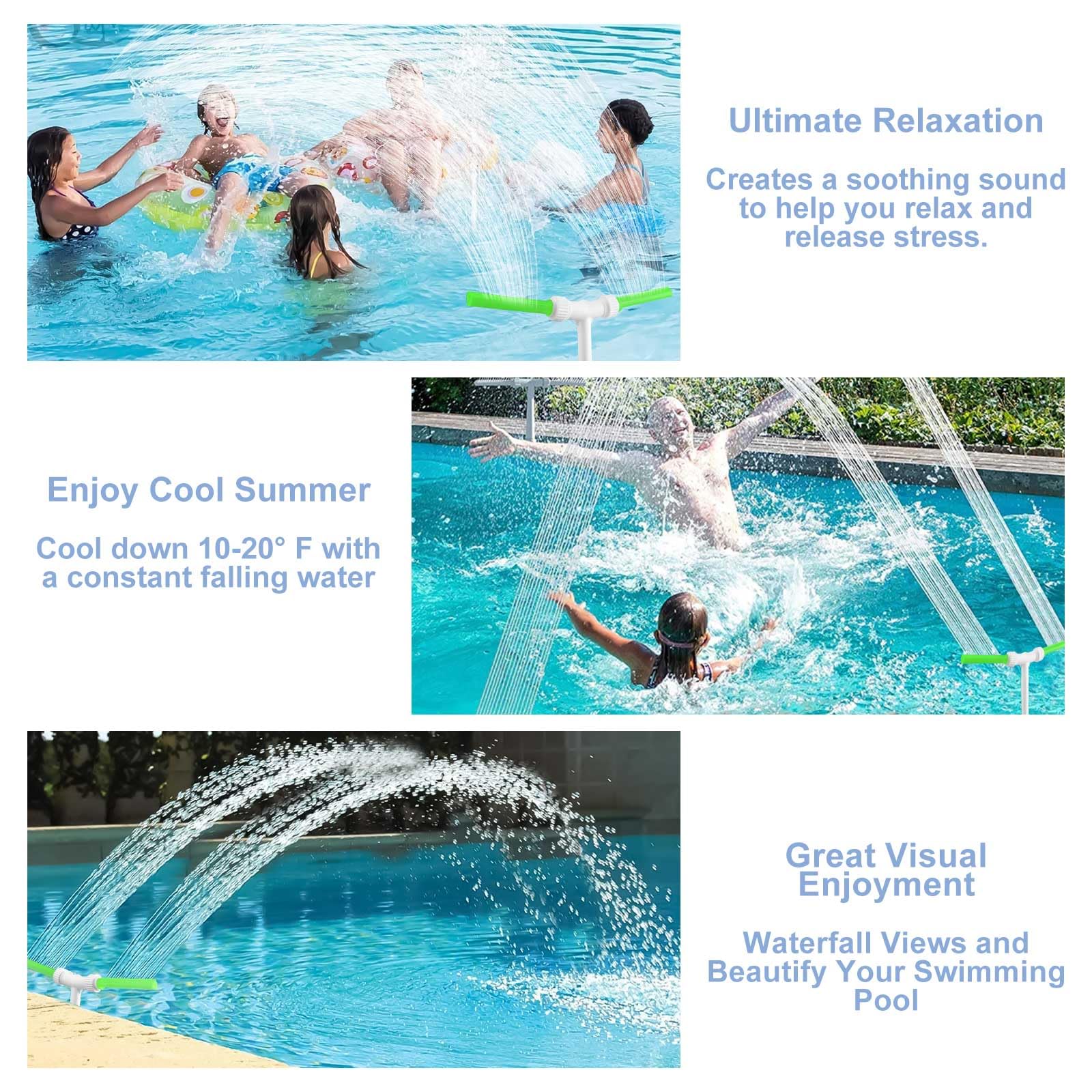 Fontana Per Piscina Fuori Terra A Cascata Fontane Per Piscine Interrate Con Adattatore Accessori Piscina Fuori Terra Con Due Teste Di Fontana Regolazione A 360° Per Piscine E Giardini (Fluorescente)
