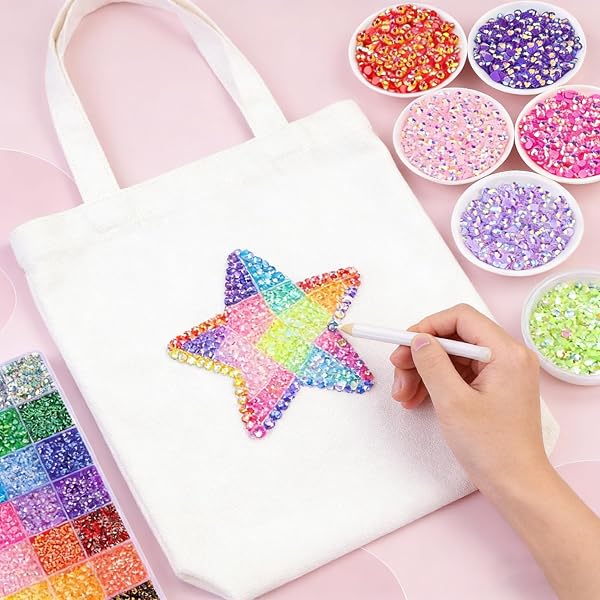 32000 Stück Glitzersteine Bedazzler Kit, 40 Farben 3mm Hotfix Strasssteine mit Pinzette Und Stift, Nagelkunst Bedazzling Kit für Textilien Basteln Nägel Textilien Diamond Painting (40 Farben) - 4