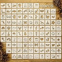 Vista 18 de 100 Piezas Plantillas para Pintar en Madera Plantillas Reutilizables Manualidades Plantillas de Dibujo Vacaciones Papel de Pared para Bricolaje