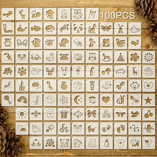 Miniatura 78 de 100 plantillas para pintar en madera, plantillas reutilizables, manualidades, plantillas de dibujo, papel de pared para bricolaje, álbumes