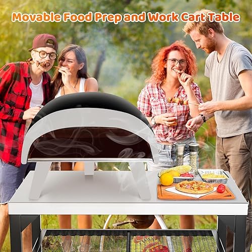 Miniatura 2 de Mesa de horno de pizza para Ooni, Ninja, Woodfire, Blackstone, Bighorn, Cuisinart, mesa de parrilla al aire libre para accesorios de horno de pizza